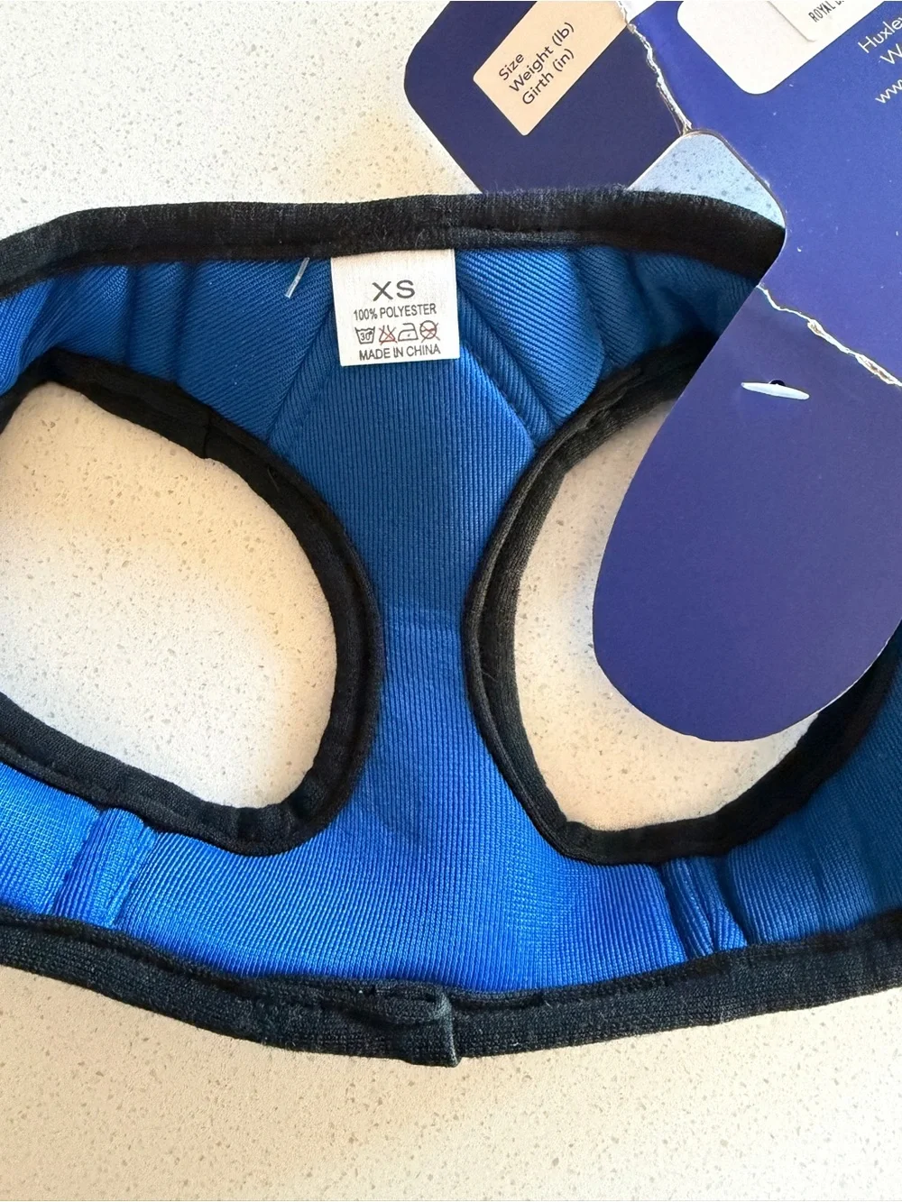 Huxley & Kent XS Blue Mesh Dog Harness with Black Trim